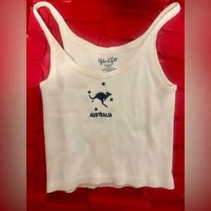 Brandy Melville White Kids Camisole with Kangaroo Print